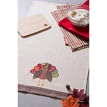 Design Imports Fall Turkey Embroidered Kitchen Towels Set of 3