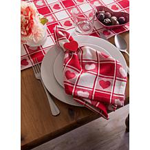 Design Imports Hearts Woven Check Napkin Set of 6
