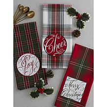 Design Imports Joyful Wishes Embellished Kitchen Towel Set of 3