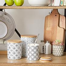 Design Imports Mixed Print Ceramic Canisters Set of 3