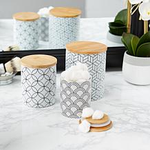 Design Imports Mixed Print Ceramic Canisters Set of 3