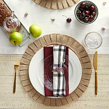 Design Imports Natural Jute Round Ruffle Trim Placemats - Set of 6