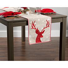 Design Imports Red Reindeer Embroidered Table Runner 14-inch x 70-inch