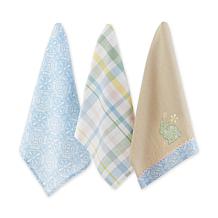 Design Imports Set of 3 Assorted Garden Bunny Kitchen Towels