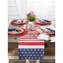 Design Imports Stars and Stripe 14" x 72" Jacquard Table Runner