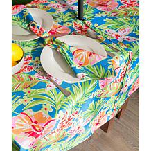Design Imports Summer Floral Outdoor Tablecloth w/Zipper - 60" x 84"