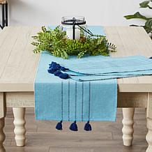 Design Imports Thera Stripe Blue Table Runner 14" x 72"