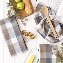 Design Imports Tri-Color Check Kitchen Towels 3-Pack