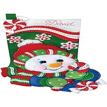 Design Works Felt Stocking Applique Kit 18 Long - Candy Cane Snowman