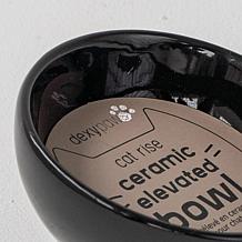 DexyPaws Elevated Ceramic Cat Bowl - Black, 7oz