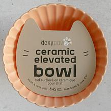 DexyPaws Elevated Ceramic Cat Bowl - Blush Pink & Rose Gold