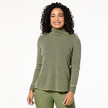 DG2 by
Diane Gilman Brushed Sweater Knit Blanket Stitch Turtleneck Top