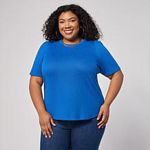 DG2 by Diane Gilman Brushed Sweater Knit Short Puff-Sleeve Top