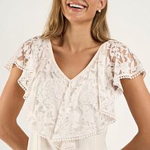 DG2 by Diane Gilman Burnout Lace Flounce Top