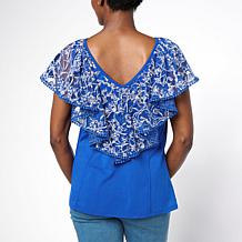 DG2 by Diane Gilman Burnout Lace Flounce Top