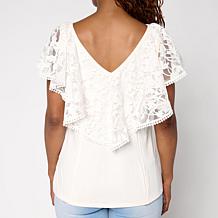 DG2 by Diane Gilman Burnout Lace Flounce Top