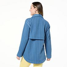 DG2 by Diane Gilman Cable Jacquard Terry Shawl Collar Jacket
