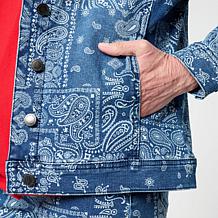 DG2 by Diane Gilman Classic Stretch Scarf Print Denim Jacket