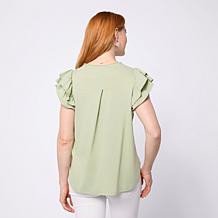 DG2 by Diane Gilman Cotton Modal Flutter Sleeve Blouse