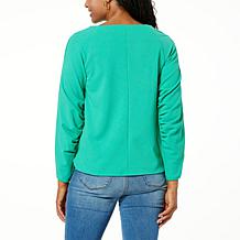 DG2 by Diane Gilman Crepe Knit Lantern Sleeve Blouse