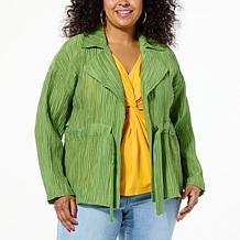 DG2 by Diane Gilman Crinkled Crepe Drawstring Waist Blazer