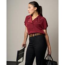 DG2 by Diane Gilman Dolman-Sleeve Collared Top