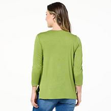 DG2 by Diane Gilman Double Layer Mixed Media 3/4-Sleeve Easy Tee