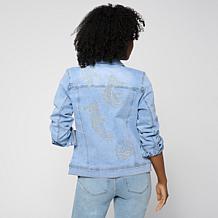 DG2 by Diane Gilman Embroidered Classic Stretch Denim Jacket