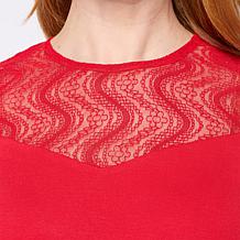 DG2 by Diane Gilman Everyday Jersey Floral Lace Combo Top