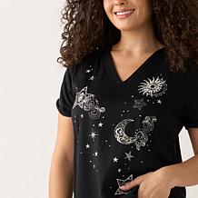 DG2 by Diane Gilman Everyday Jersey Knit Embroidered Tee