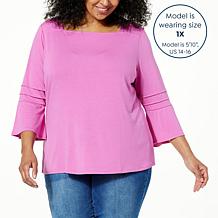 DG2 by Diane Gilman Everyday Jersey Knit Square-Neck Bell Cuff Top