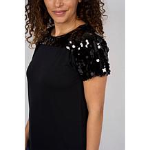 DG2 by Diane Gilman Everyday Jersey Paillette Yoke Knit Top