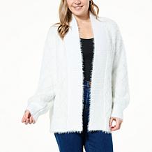 DG2 by Diane Gilman Eyelash Jacquard Sweater Knit Cardigan