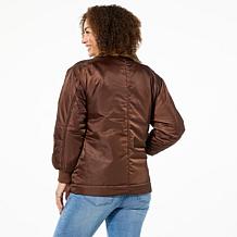 DG2 by Diane Gilman Faux Fur Trim Bomber Jacket