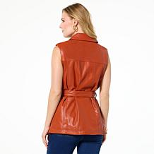 DG2 by Diane Gilman Faux Leather Belted Moto Vest