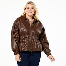 DG2 by Diane Gilman Faux Leather Cinched Waist Jacket