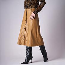 DG2 by Diane Gilman Faux Leather Paneled Midi Skirt