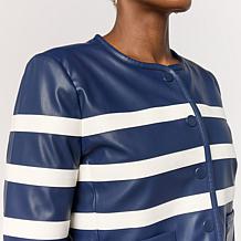 DG2 by Diane Gilman Faux Leather Striped Jacket