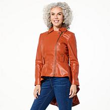 DG2 by Diane Gilman Faux Leather Waterfall Moto Jacket