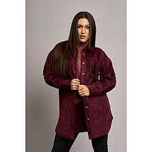 DG2 by Diane Gilman Faux Suede Fringe Car Coat
