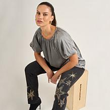 DG2 by Diane Gilman Hammered Satin Bubble Sleeve Top