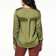 DG2 by Diane Gilman Just Like Silk Notch-Front Blouse