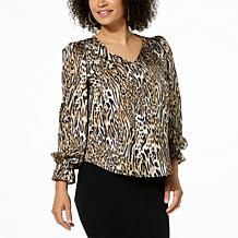DG2 by Diane Gilman Just Like Silk V-Neck Peasant Blouse