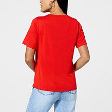 DG2 by Diane Gilman Lace Detail Short-Sleeve Knit Tee