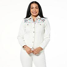 DG2 by Diane Gilman Legacy Embellished Stretch Denim Jean Jacket