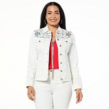 DG2 by Diane Gilman Legacy Embellished Stretch Denim Jean Jacket