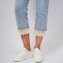 DG2 by Diane Gilman Legacy Stretch Denim Embroidered Lace Hem Jean