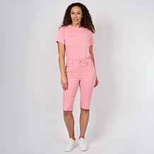 DG2 by Diane Gilman Legacy Stretch Denim Fray Hem Bermuda Short