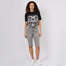 DG2 by Diane Gilman Legacy Stretch Denim Fray Hem Bermuda Short