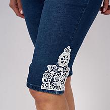 DG2 by Diane Gilman Legacy Stretch Lace Detail Pull-On Bermuda Shorts